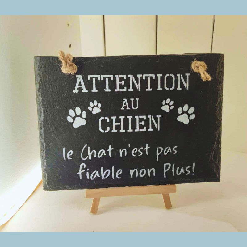 Ardoise déco Attention au chien et chat