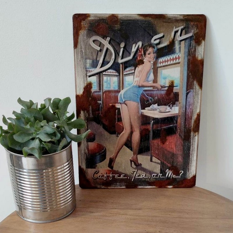 Plaque Retro Vintage Diner Pin-up