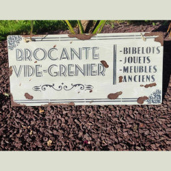 Plaque déco en bois Brocante vide grenier