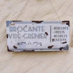 Plaque déco en bois Brocante Vintage