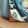Plaque Déco Chien Bouledogue surf sur la Vague