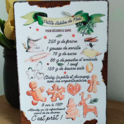 Plaque Déco Recette Petits sablés de Noël