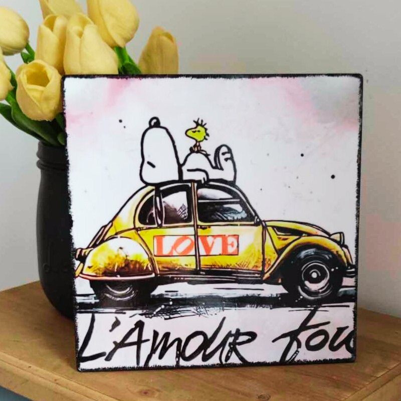 Plaque Déco Snoopy L'Amour Fou