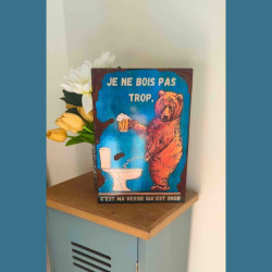 Plaque Déco Ours aux toilettes